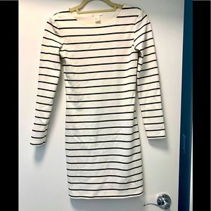 H&M black and white striped long sleeve dress